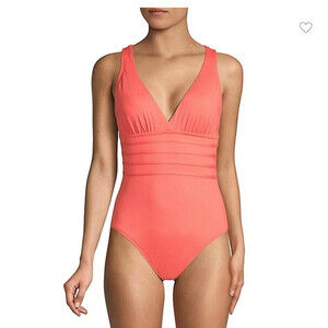 La Blanca Island Goddess Cross Back Swimsuit In Coral Size 8 $168